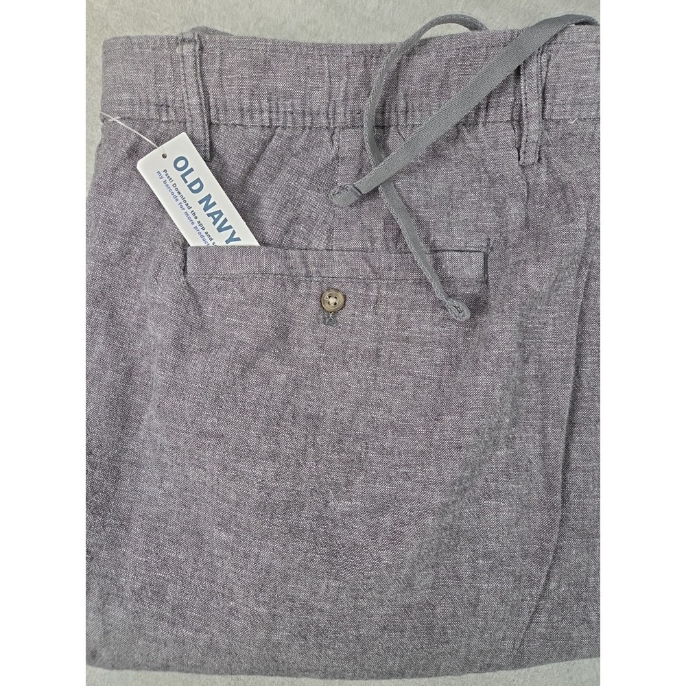 Old Navy Womens 2XL Loose Taper Linen Blend Pants Gray Heather Drawstring NEW‎